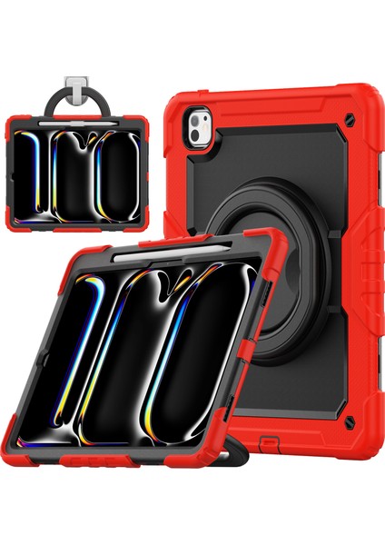 iPad Pro 13 (2024) Stand Case Pc Omuz Askılı Silikon Tablet Kılıfı (Yurt Dışından)