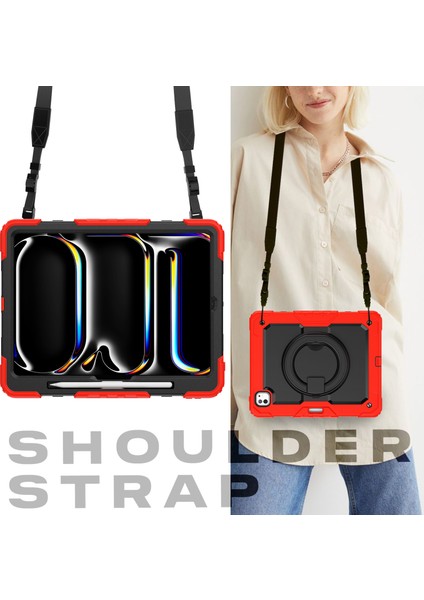 iPad Pro 13 (2024) Stand Case Pc Omuz Askılı Silikon Tablet Kılıfı (Yurt Dışından) fırsatları