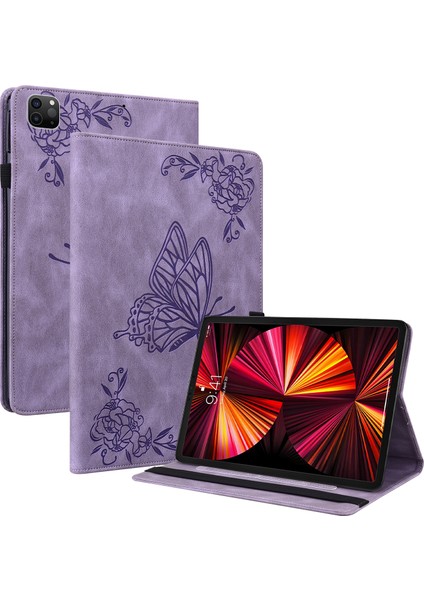 Deri iPad Air 11 (2024) Çiçek Desenli Tablet Kılıfı (Yurt Dışından)