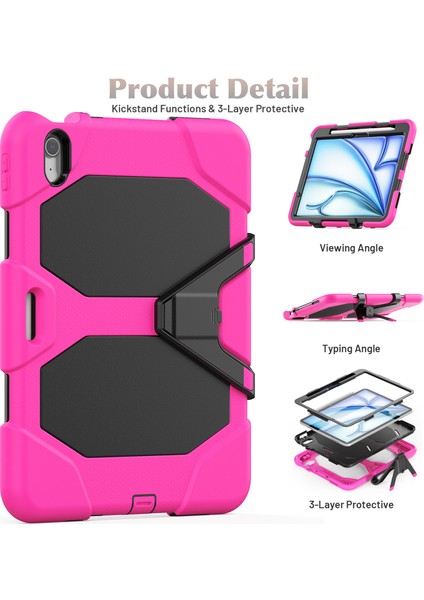 iPad Air 11 (2024) Dahili Ekran Koruyuculu Stand Pc Silikon Tablet Kılıfı (Yurt Dışından) modelleri