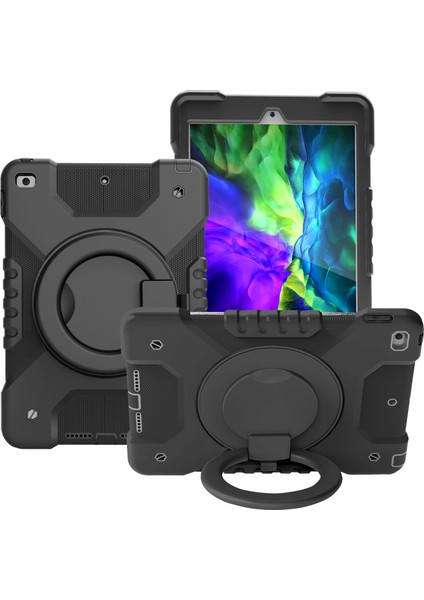 360 Derece Dönebilen Tekme Standı Tamı Pc Silikon Hibrit iPad 10.2 Omuz Askılı (2019 2020 2021) SIYAH Tablet Kılıfı (Yurt Dışından) fiyatları