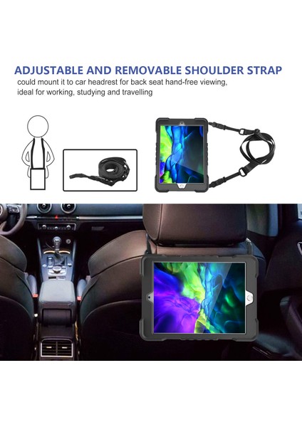 360 Derece Dönebilen Tekme Standı Tamı Pc Silikon Hibrit iPad 10.2 Omuz Askılı (2019 2020 2021) SIYAH Tablet Kılıfı (Yurt Dışından) fırsatları