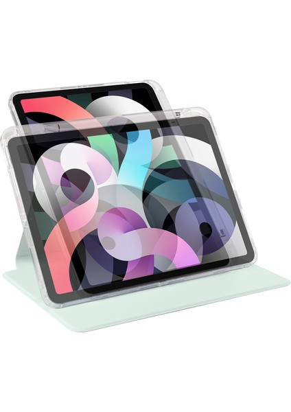 iPad Pro 11 (2021 2020 2022)DÖNEN Standlı Pu Deri Tpu Kristal Arka Tablet Kılıfı (Yurt Dışından)