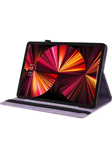 Deri iPad Air 11 (2024) Çiçek Desenli Tablet Kılıfı (Yurt Dışından)