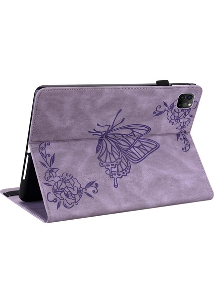 Deri iPad Air 11 (2024) Çiçek Desenli Tablet Kılıfı (Yurt Dışından)