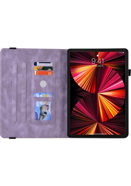 Deri iPad Air 11 (2024) Çiçek Desenli Tablet Kılıfı (Yurt Dışından)