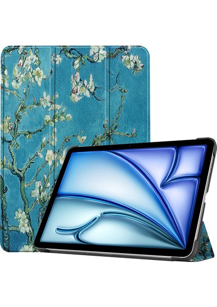 iPad Air 11 (2024) Üç Katlı Stand Desenli Otomatik Uyandırma uyku Kayısı Çiçeği Tablet Kılıfı (Yurt Dışından)