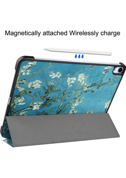 iPad Air 11 (2024) Üç Katlı Stand Desenli Otomatik Uyandırma uyku Kayısı Çiçeği Tablet Kılıfı (Yurt Dışından) modelleri