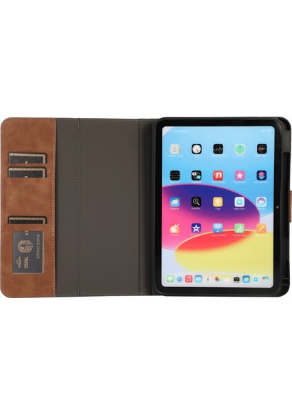 iPad 10.9 (2022) Deri Cüzdan Cüzdan Kalemli Yuvası Tablet Kılıfı (Yurt Dışından)