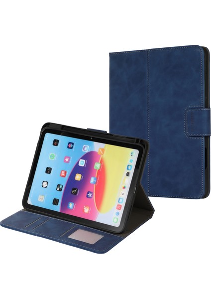 iPad 10.9 (2022) Deri Flip Cüzdan Kalem Yuvalı Tablet Kılıfı (Yurt Dışından)