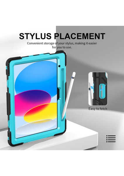 iPad 10.9 (2022) Pc Silikon Sağlam Tekme Standı Omuz Askılı kalem Tutucu Nane i Tablet Kılıfı (Yurt Dışından)