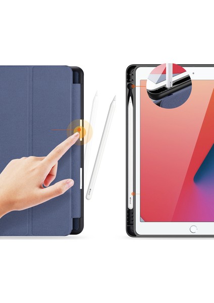 iPad 10.2 (2019 2020 2021) Üç Katlı Stand Pu Deri Akıllı Tablet Kılıfı (Yurt Dışından)