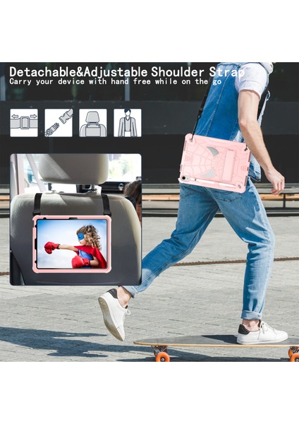 iPad 10.9 (2022) Koruyucu Düşme Önleyici Örümcek Pc Silikon Tekme Standı Kayış Tablet Kılıfı (Yurt Dışından)