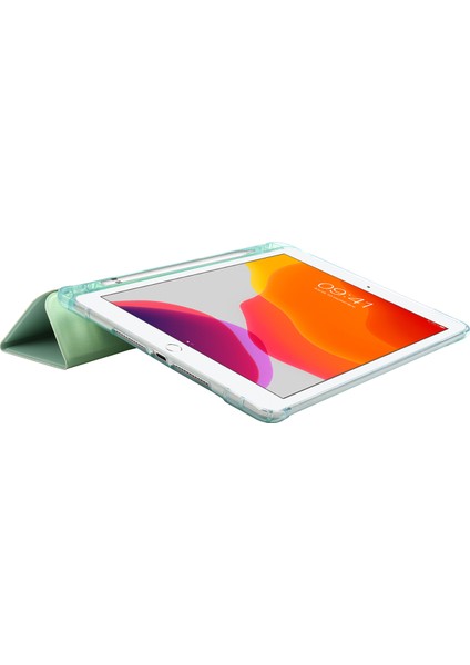 iPad 10.2 (2019 2020 2021) Kalem Yuvalı Üç Katlı Stand Deri Tablet Kılıfı (Yurt Dışından)