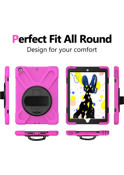 X Shape Pc Tpu Hibrit 360 Derece Dönebilen Tekme Standı Omuz Askısı iPad 10.2 (2019 2020 2021) ROSE Tablet Kılıfı (Yurt Dışından)