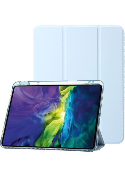iPad Pro 11 (2024) Arka Pu Deri Üç Katlı Stand Kalem Tutuculu Tablet Kılıfı (Yurt Dışından)
