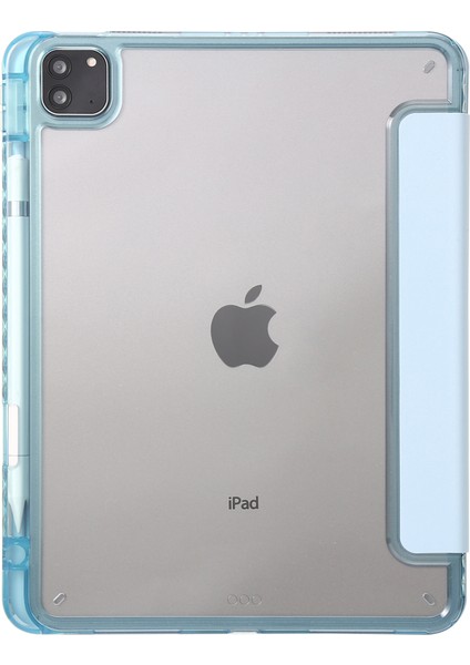 iPad Pro 11 (2024) Arka Pu Deri Üç Katlı Stand Kalem Tutuculu Tablet Kılıfı (Yurt Dışından)
