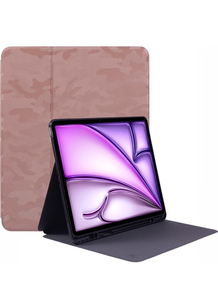 iPad Air 13 (2024) Kamuflaj Desenli Deri Kalem Tutuculu Akıllı Tablet Kılıfı (Yurt Dışından)