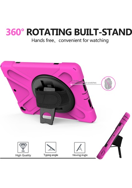 X Shape Pc Tpu Hibrit 360 Derece Dönebilen Tekme Standı Omuz Askısı iPad 10.2 (2019 2020 2021) ROSE Tablet Kılıfı (Yurt Dışından)