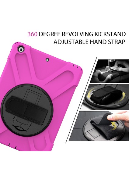 X Shape Pc Tpu Hibrit 360 Derece Dönebilen Tekme Standı Omuz Askısı iPad 10.2 (2019 2020 2021) ROSE Tablet Kılıfı (Yurt Dışından)
