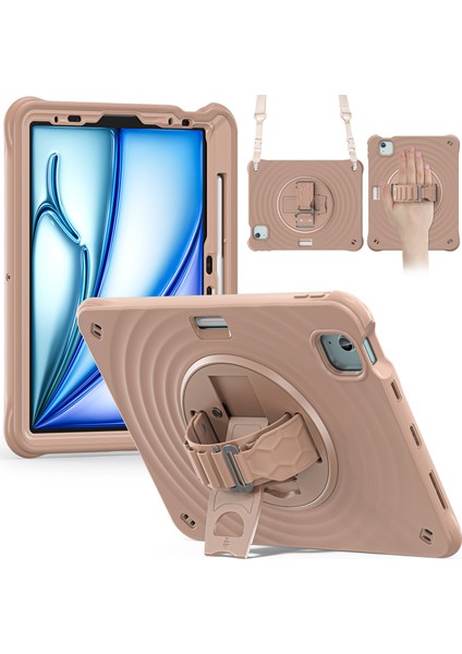 iPad Air 11 (2024) Omuz Askılı Latte Tekme Standı Tablet Kılıfı (Yurt Dışından)