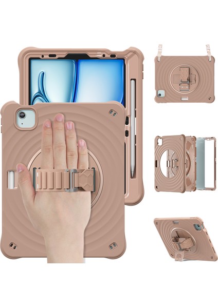 iPad Air 11 (2024) Omuz Askılı Latte Tekme Standı Tablet Kılıfı (Yurt Dışından)