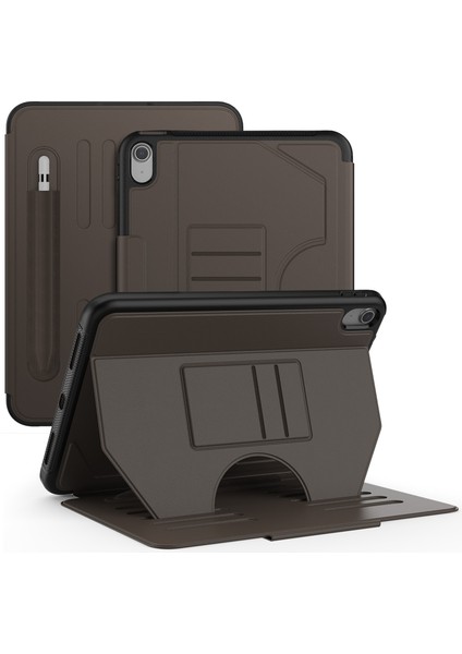 iPad 10.9 (2022) A2696 Kart Tutuculu 5 Seviye Ayarlanabilir Stand Kalem Yuvası Çevirin Tablet Kılıfı (Yurt Dışından)