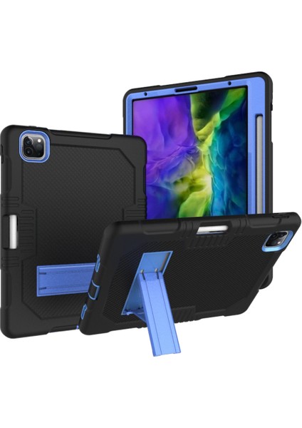 Izgara Dokusu Tpu Pc Silikon Combo iPad Pro 12.9 (2022 2021 2020) Standlı Tablet Kılıfı (Yurt Dışından)