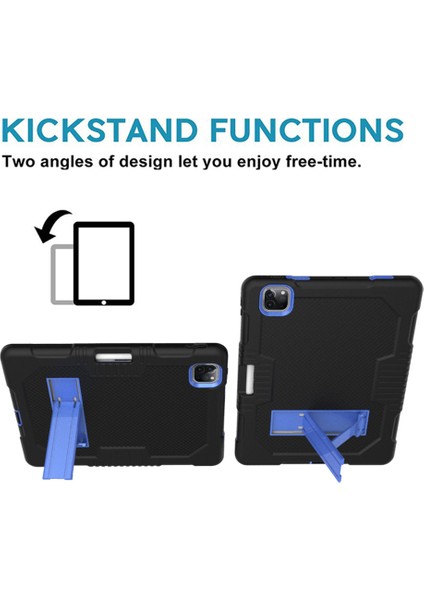 Izgara Dokusu Tpu Pc Silikon Combo iPad Pro 12.9 (2022 2021 2020) Standlı Tablet Kılıfı (Yurt Dışından)