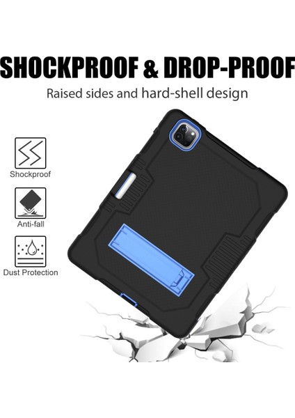 Izgara Dokusu Tpu Pc Silikon Combo iPad Pro 12.9 (2022 2021 2020) Standlı Tablet Kılıfı (Yurt Dışından)