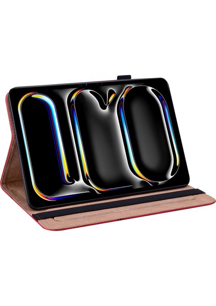 iPad Pro 13 (2024) Hattı Baskılı Pu Deri Kart Tutucu Standı Tablet Kılıfı (Yurt Dışından)