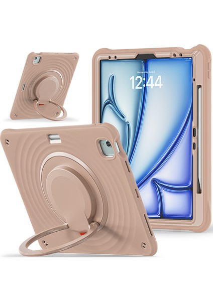 iPad Air 13 (2024) Tekme Standı Pc Silikon Tpu Latte Tablet Kılıfı (Yurt Dışından)