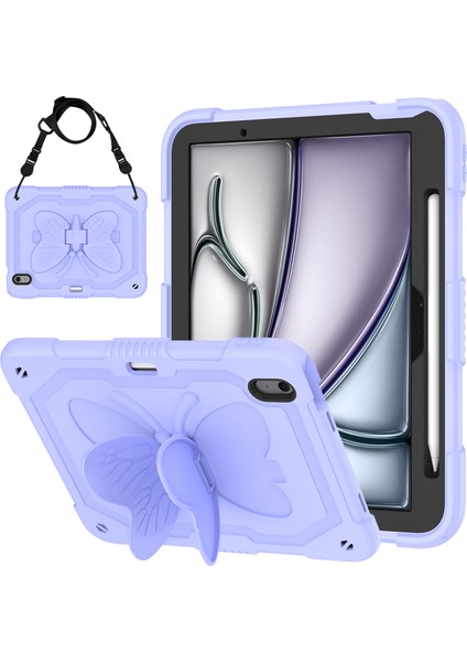 iPad Air 11 (2024) Omuz Askılı Silikon Pc Kanatları stand Tablet Kılıfı (Yurt Dışından)