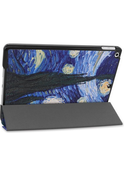 Moda Desen Baskı Pu Deri Üç Katlı Stand iPad 10.2 (2019 2020 2021) SOYUT Resim Tablet Kılıfı (Yurt Dışından)