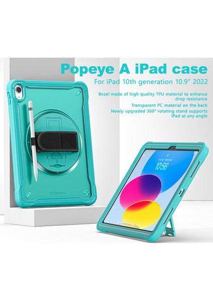 stand iPad 10.9 (2022) Döner El Askısı Tpu Pc Tablet Kılıfı (Yurt Dışından)