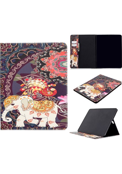 Baskı Yüzeyi Deri Cüzdan Standı iPad Pro 12.9 (2022 2021 2020) TRIBAL Elephant Tablet Kılıfı (Yurt Dışından)