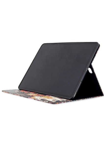 Baskı Yüzeyi Deri Cüzdan Standı iPad Pro 12.9 (2022 2021 2020) TRIBAL Elephant Tablet Kılıfı (Yurt Dışından)