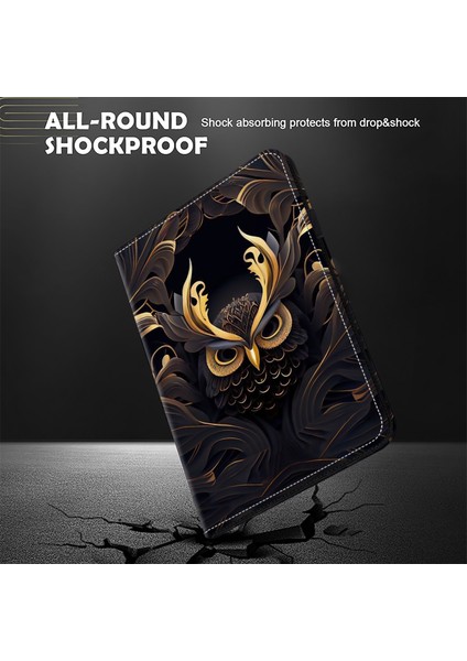 iPad Pro 12.9 (2020 2021 2022) IPAD Air 13 (2024) Desenli Pu Deri Stand Kart Yuvası Baykuş Tablet Kılıfı (Yurt Dışından)