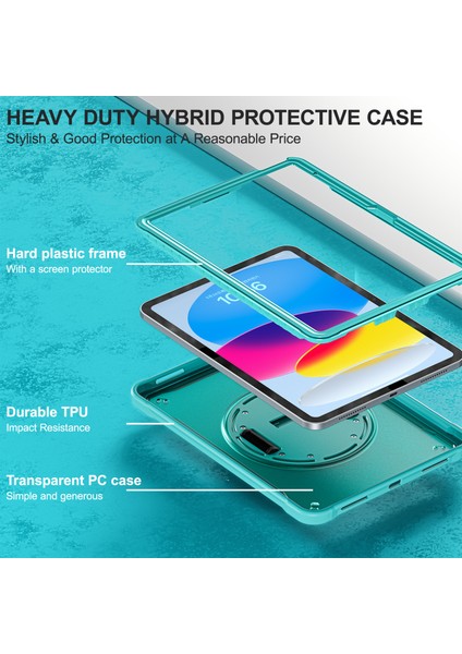 stand iPad 10.9 (2022) Döner El Askısı Tpu Pc Tablet Kılıfı (Yurt Dışından)
