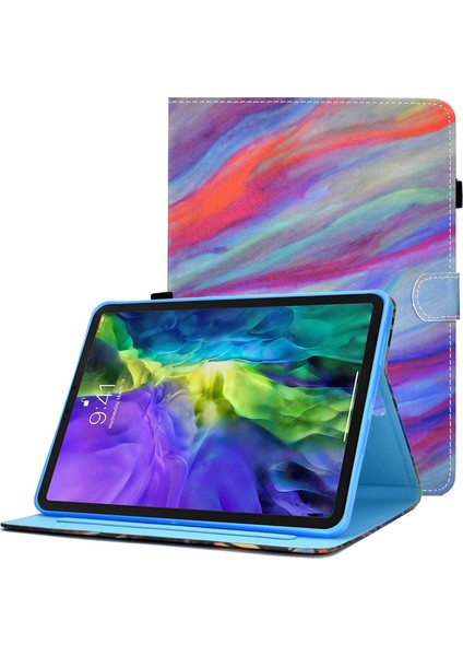 Air 11 (2024) AIR (2020 2022) Pu Deri Standlı Desen Baskı Mermer Tablet Kılıfı (Yurt Dışından)