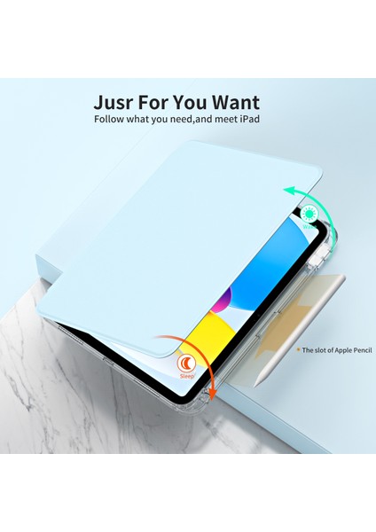 iPad 10.9 (2022) Koruyucu Pu Deri Akrilik Döner Tekme Standı Tablet Kılıfı (Yurt Dışından)