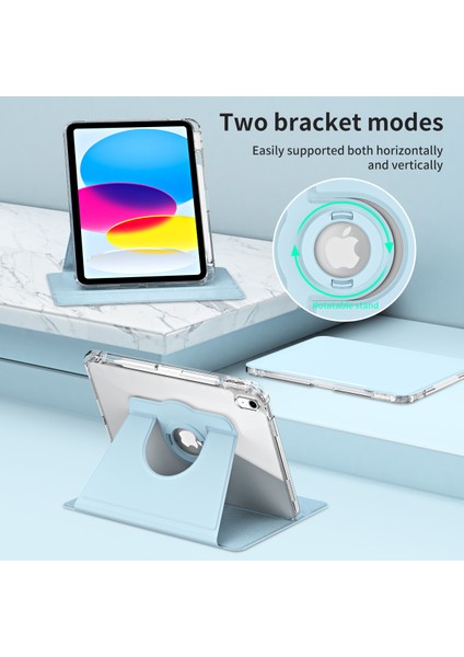iPad 10.9 (2022) Koruyucu Pu Deri Akrilik Döner Tekme Standı Tablet Kılıfı (Yurt Dışından)