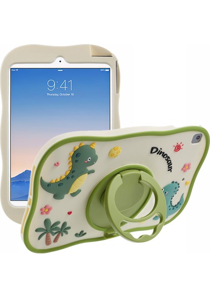 iPad 9 7 Inç (2017 2018) IPAD Air (2013) AIR 2 Pc Silikon Döner Tekme Standı Dinozor Tablet Kılıfı (Yurt Dışından)