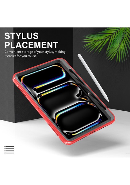 iPad Pro 11 (2024) Tekme Standı Kalem Yuvası Pc Tpu Omuz Askılı Tablet Kılıfı (Yurt Dışından)