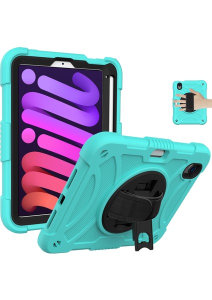 iPad Mini (2021) Silikon Pc Koruyucu Döner Tekme Standı Kalem Tutuculu Nane i Tablet Kılıfı (Yurt Dışından)