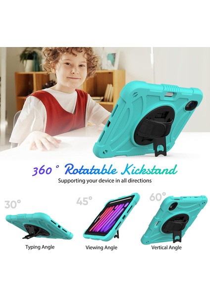 iPad Mini (2021) Silikon Pc Koruyucu Döner Tekme Standı Kalem Tutuculu Nane i Tablet Kılıfı (Yurt Dışından)