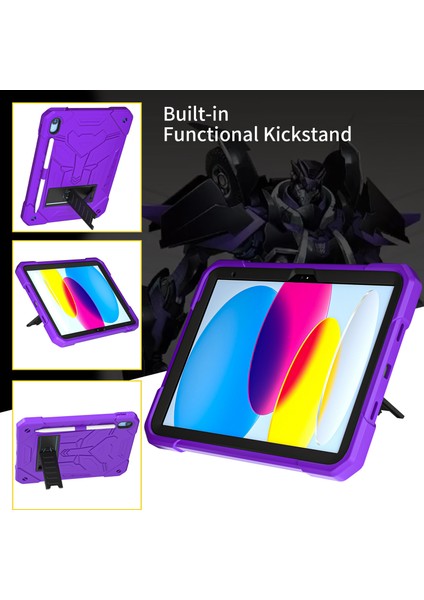 iPad 10.9 (2022) Düz ​​ Tekme Standı Silikon Pc Kalem Tutuculu Sağlam Tablet Kılıfı (Yurt Dışından)