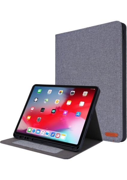 Kumaş Doku Kart Yuvası iPad Pro 12.9 (2022 2021 2020 2018) Deri Standı Tablet Kılıfı (Yurt Dışından)