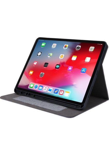 Kumaş Doku Kart Yuvası iPad Pro 12.9 (2022 2021 2020 2018) Deri Standı Tablet Kılıfı (Yurt Dışından)