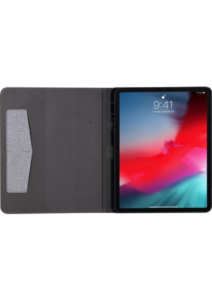 Kumaş Doku Kart Yuvası iPad Pro 12.9 (2022 2021 2020 2018) Deri Standı Tablet Kılıfı (Yurt Dışından)